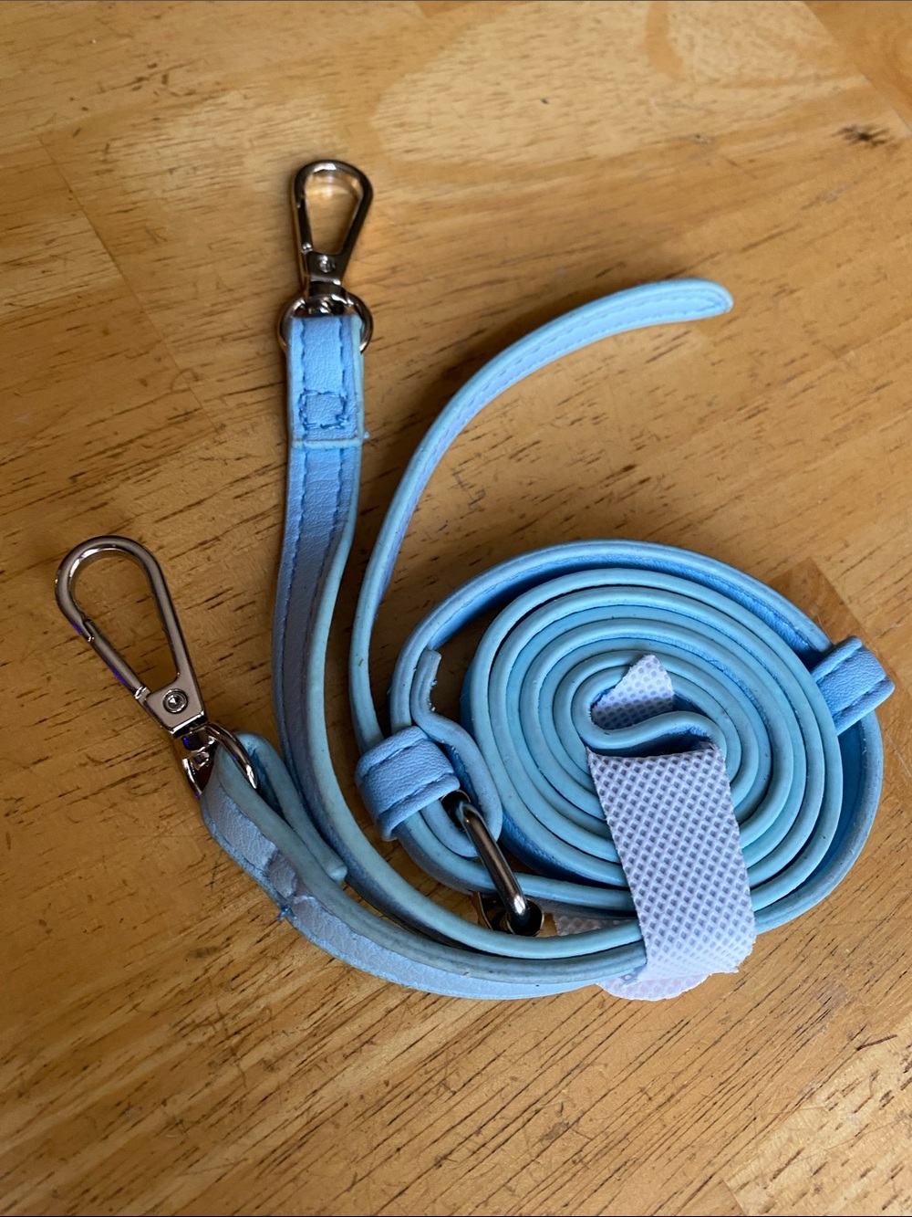 Teal color silver tone hardware strap for bag
